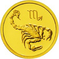 Фото памятная золотая монета 25 рублей 2002 года из серии «Знаки зодиака» — Скорпион, реверс