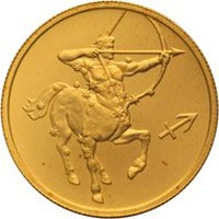 Фото памятная золотая монета 25 рублей 2002 года из серии «Знаки зодиака» — Стрелец, реверс