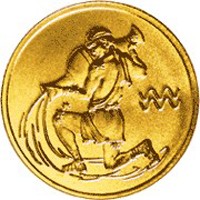 Фото коллекционная золотая монета 25 рублей 2003 года из серии «Знаки зодиака» — Водолей, реверс