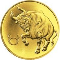 Фото памятная золотая монета 50 рублей 2004 года из серии «Знаки зодиака» — Телец, реверс